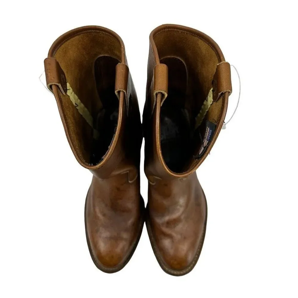 Vibram Mens Ws Work n Sport Cowboy Western Boots Brown Leather Pull On USA 7.5